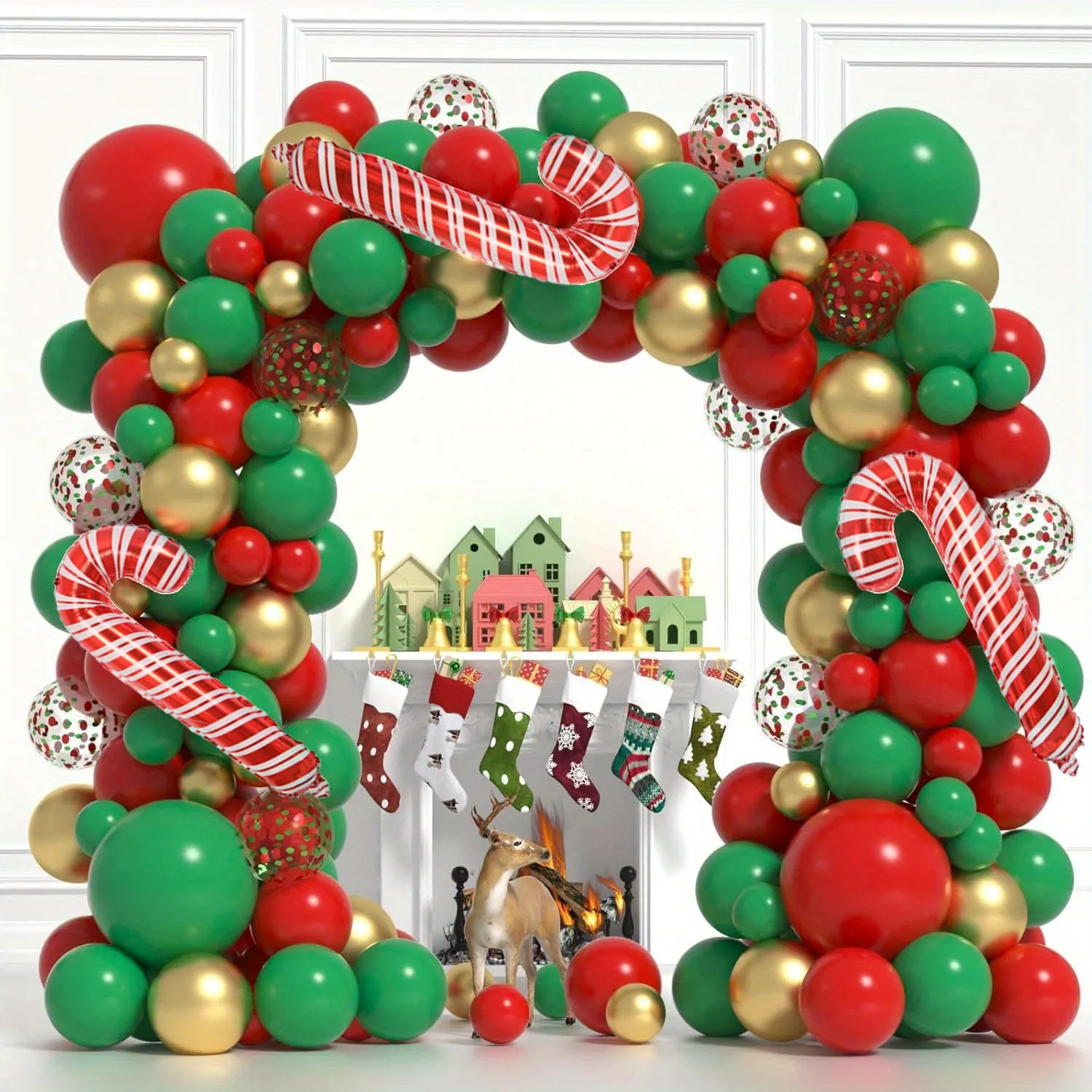 108Pcs Vibrant Christmas Balloon Garland Arch Kit - Balloons for New Year , Wedding, Bridal Shower, Birthday, Gender Reveal Celebrations - Non-Electric, Durable Emulsion Material, Safe for Ages 3-6, Easy to Assemble and Reusable