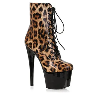 709-ZIA 7" Stiletto Snakeskin Platform Ankle Bootie With Laces