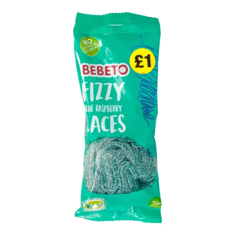 Bebeto Fizzy Blue Raspberry Laces 160g PMP £1 - Case of 12