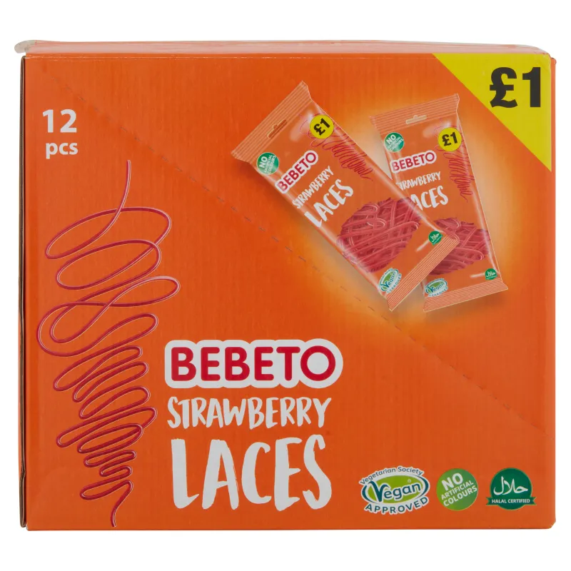Bebeto Strawberry Laces 160g PMP £1 - Case of 12