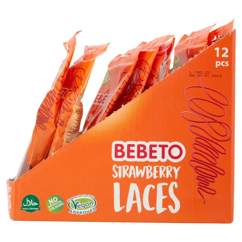 Bebeto Strawberry Laces 160g PMP £1 - Case of 12