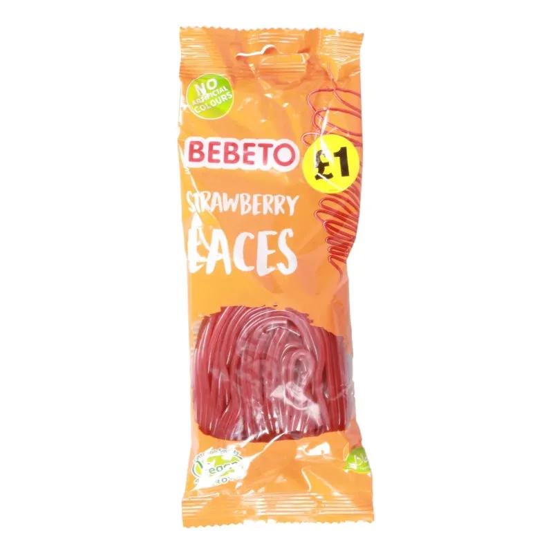 Bebeto Strawberry Laces 160g PMP £1 - Case of 12