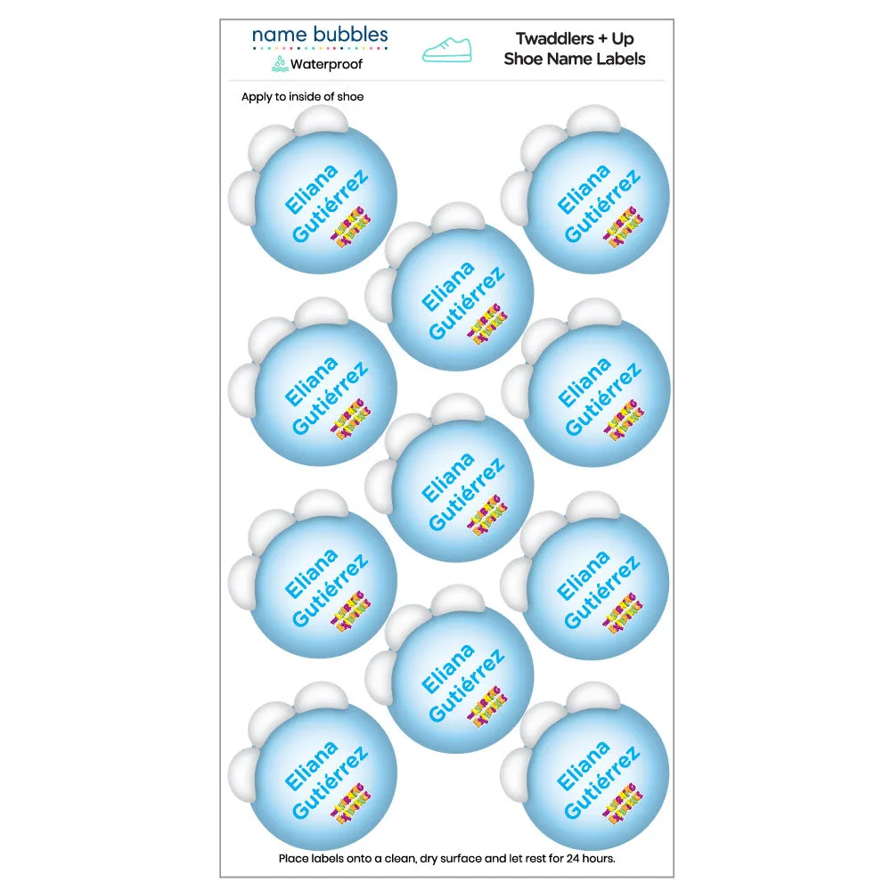 Bubbles Twaddlers   Up Shoe Labels