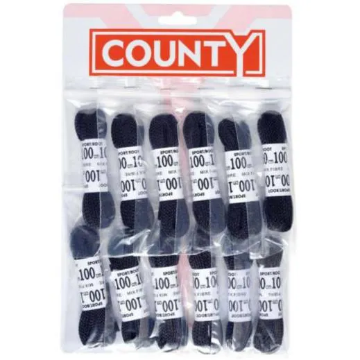County Black Boot Laces - Sleeve of 12