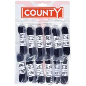 County Black Boot Laces - Sleeve of 12