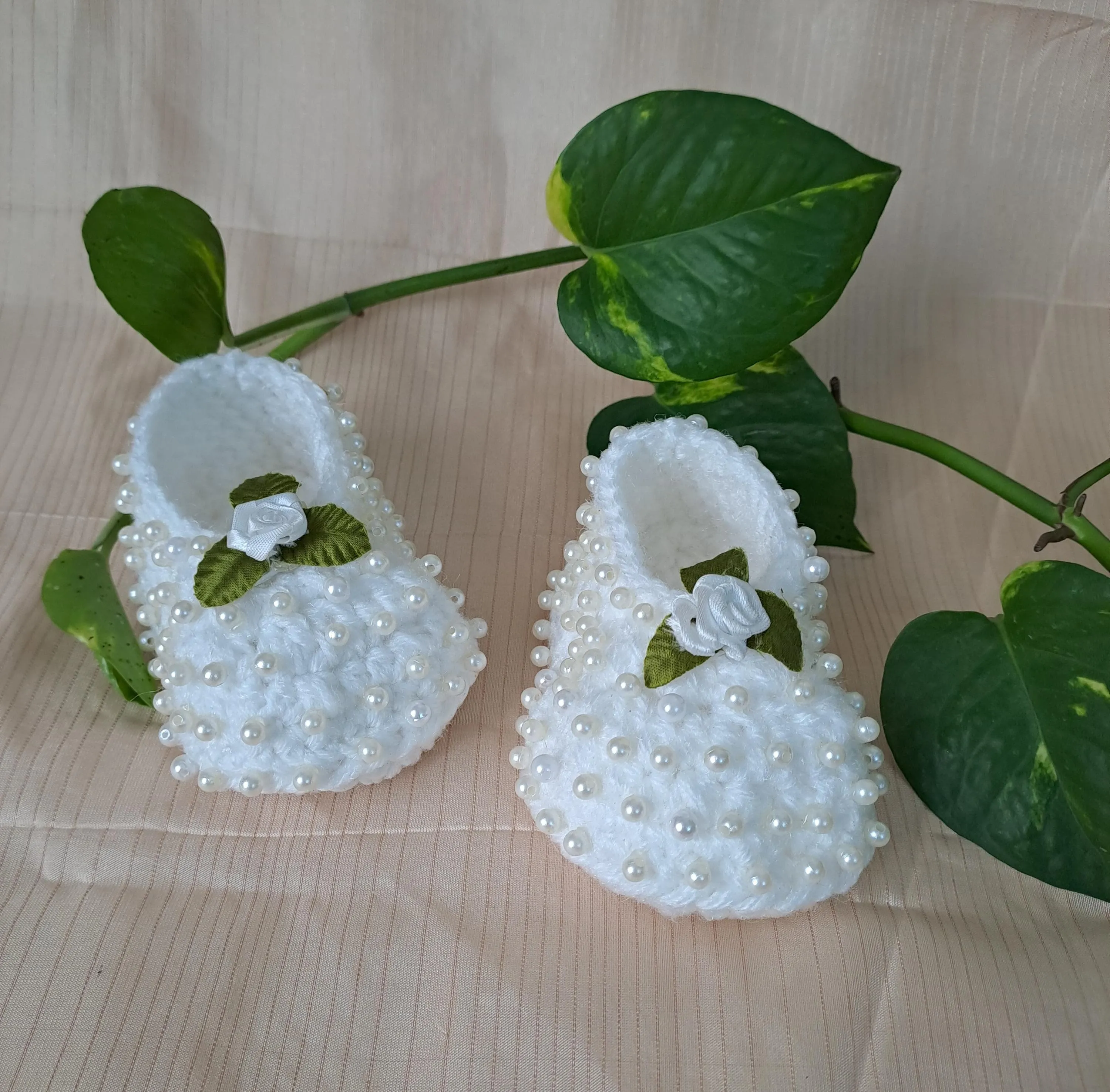 Crochet baby girl booties