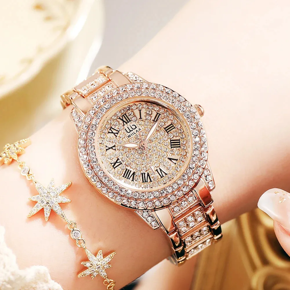 Diamond Rose Gold Ladies Wrist Watch
