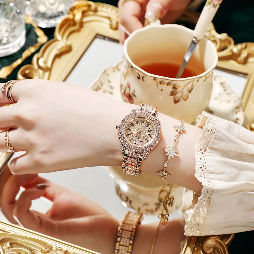 Diamond Rose Gold Ladies Wrist Watch