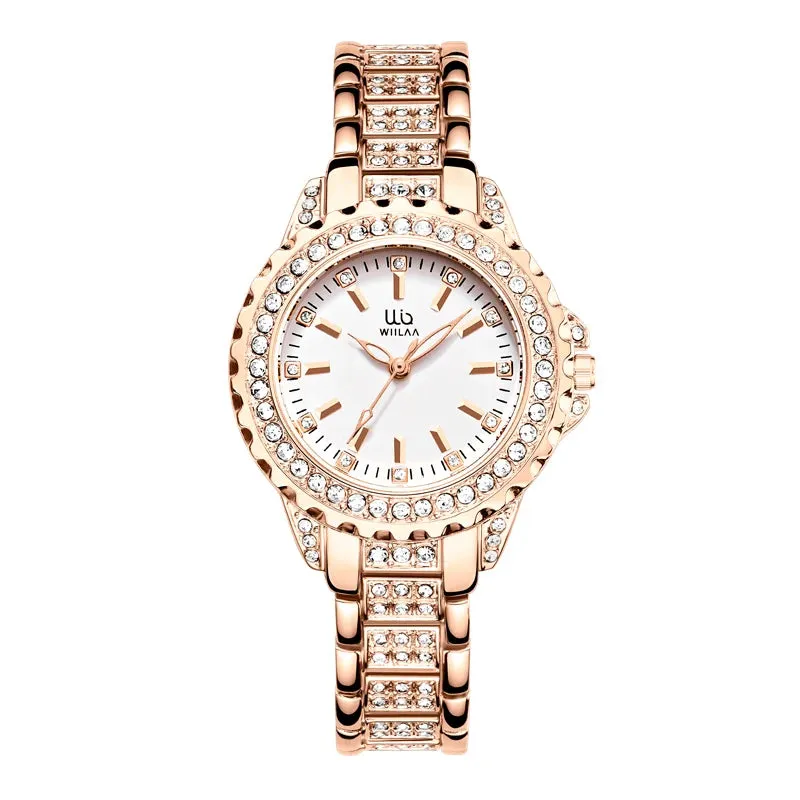 Diamond Rose Gold Ladies Wrist Watch