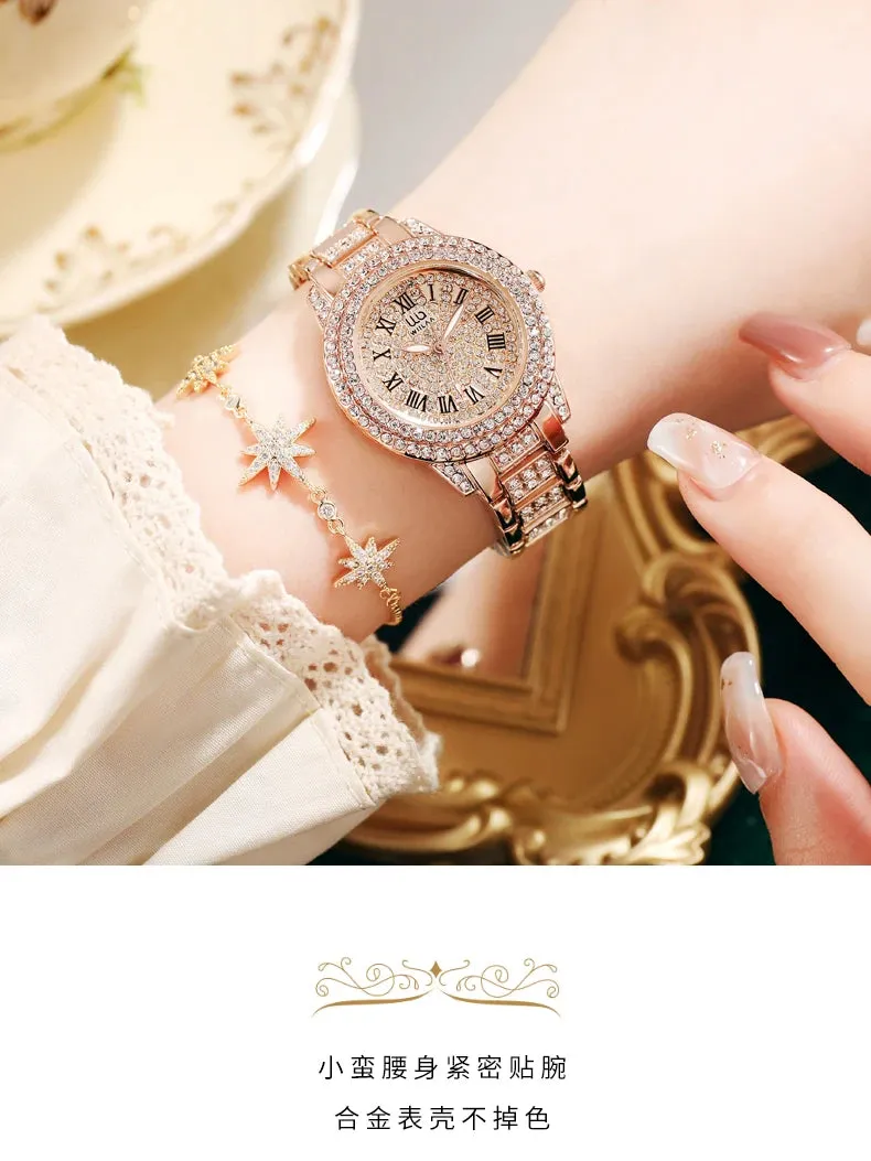 Diamond Rose Gold Ladies Wrist Watch
