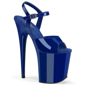 FLAMINGO-809 Blue Ankle Peep Toe High Heel