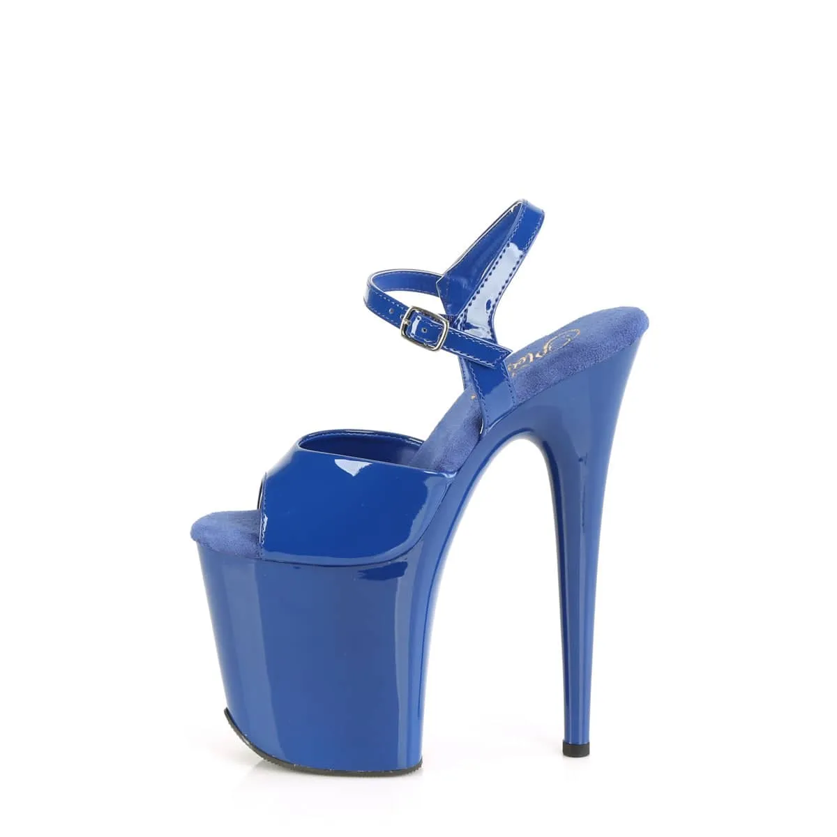 FLAMINGO-809 Blue Ankle Peep Toe High Heel