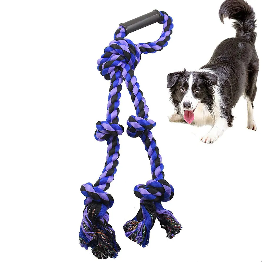 Pawfectpals Indestructible Tough Twisted Dog Chew Rope Toy Teething and Tug of War for Aggressive Chewers (Handle- Purple)