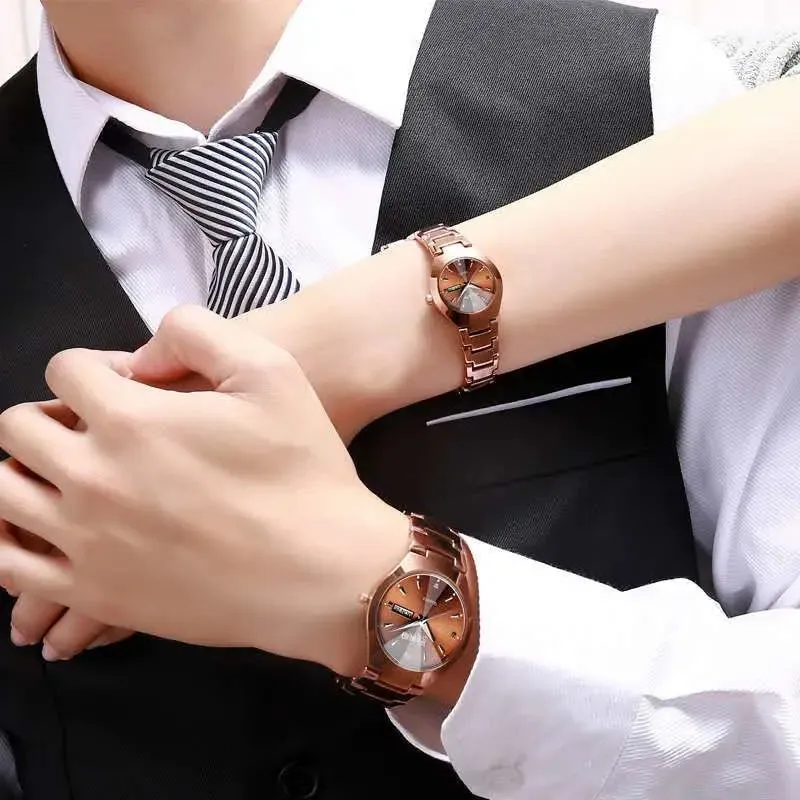 Rose Gold Steel Quartz Wristwatches