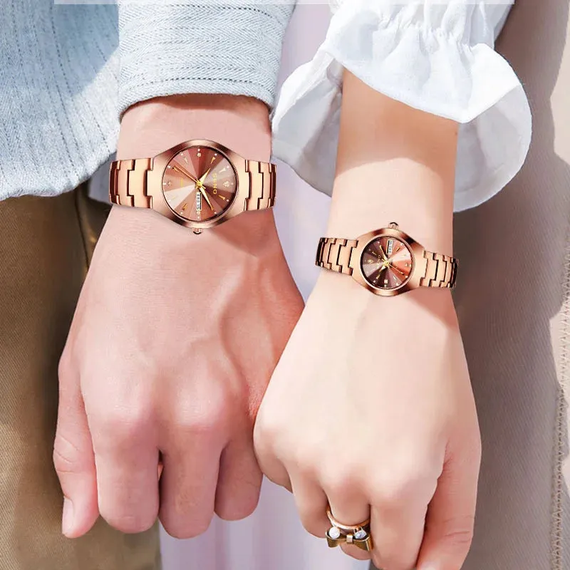 Rose Gold Steel Quartz Wristwatches