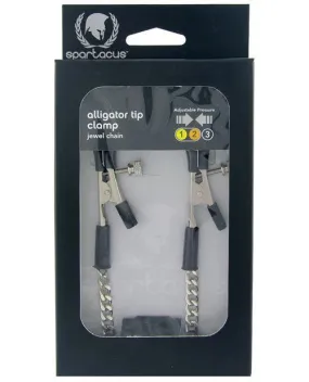 Spartacus Adjustable Alligator Nipple Clamps W-silver Chain
