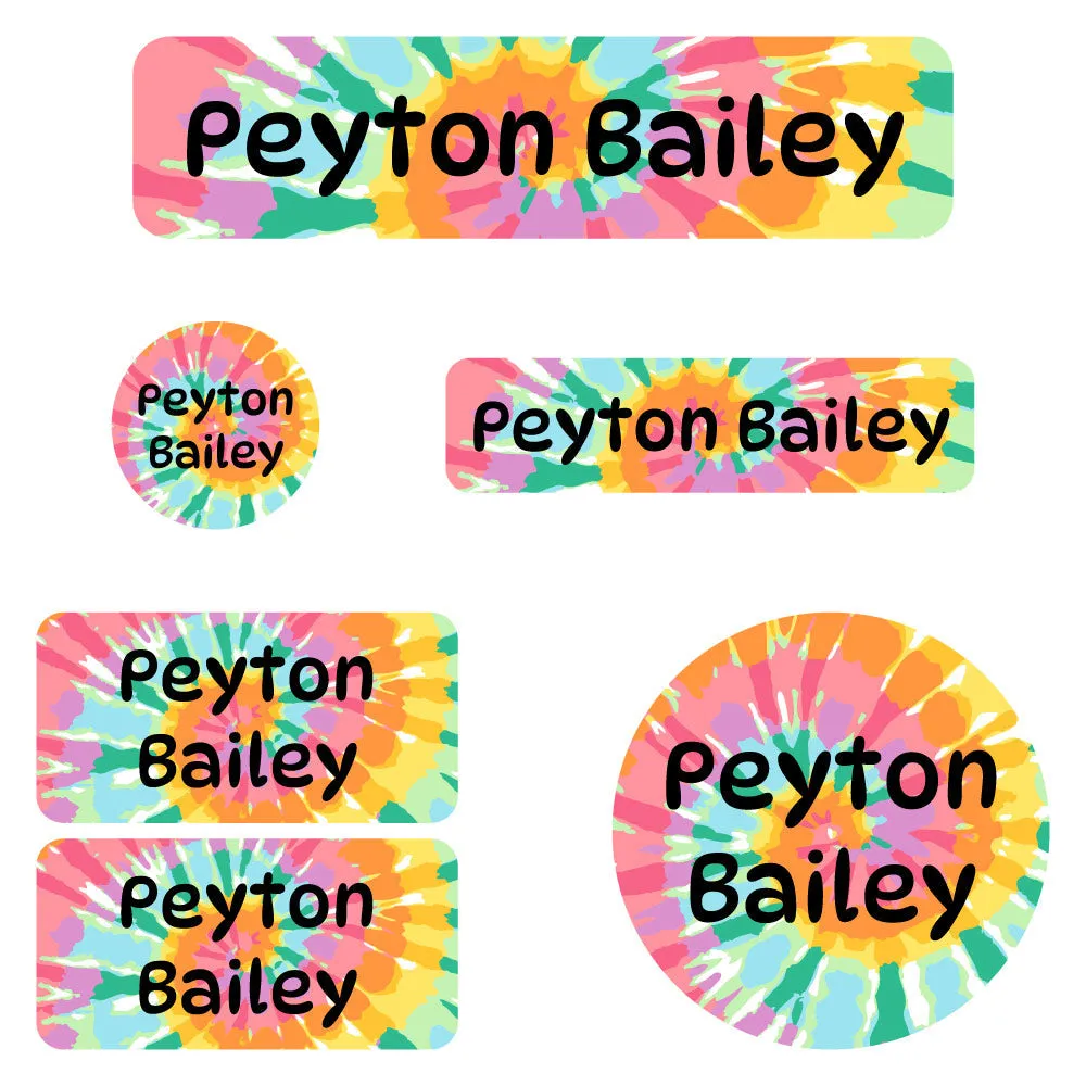 Tie-Dye Art Daycare Labels Pack