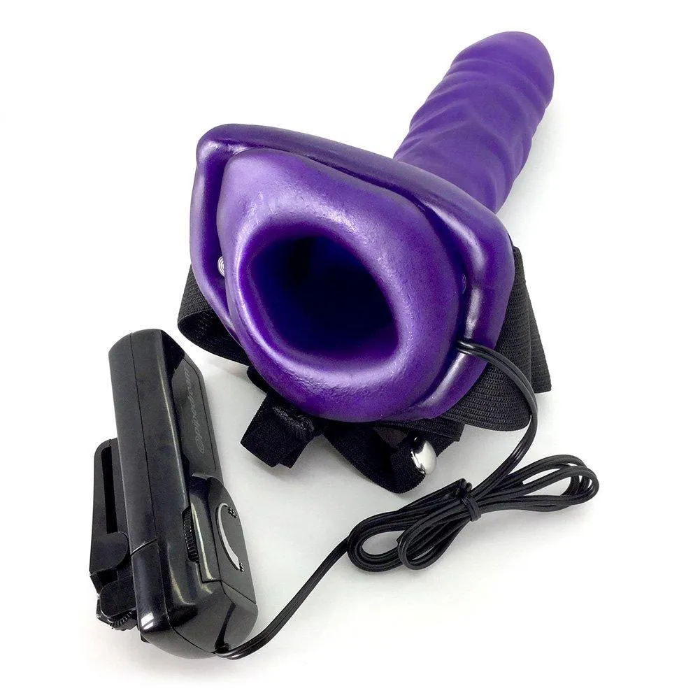 Vibrating Hollow Strap-on - Purple