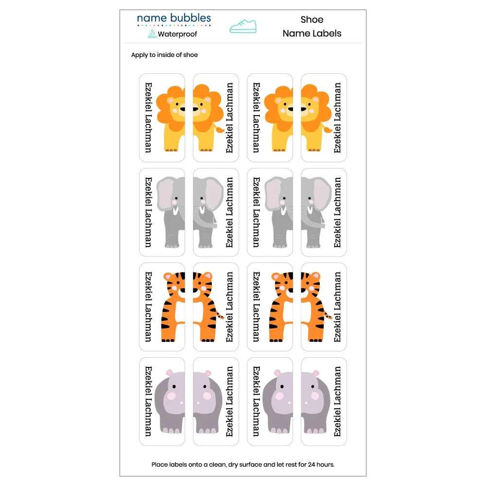 Zoo Animals Shoe Labels